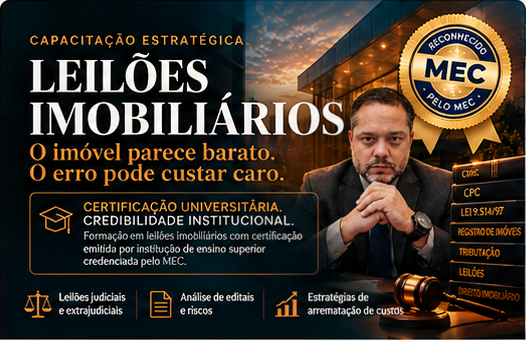 Arte visual aprovada: Leilões Imobiliários, imóvel, selo e título com tipografia original